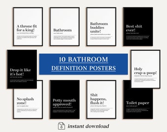 Funny Bathroom Definition Posters: Humorous Toilet Art (Digital Download)