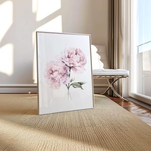 Light Pink Peony Watercolor Print Pink Floral Poster Hamptons Style ...