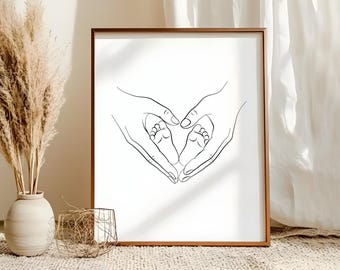 Baby Feet Line Art Print: Newborn Parents Gift, Nursery Decor (Digital Download)