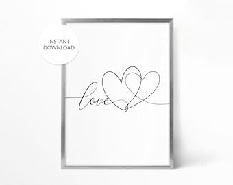Heart Line Art Print: Minimalist Love Sketch (Digital Download)