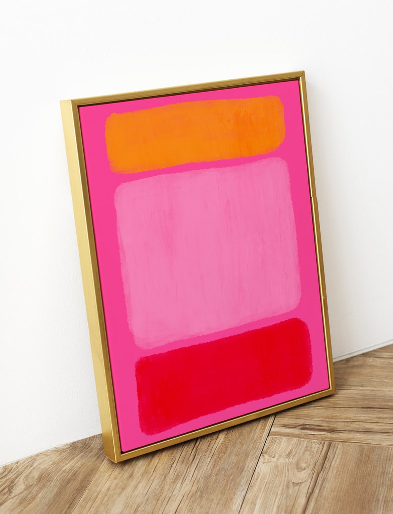 Orange and Pink Wall Art. Pink Home Decor. Abstract Art Print. Etsy