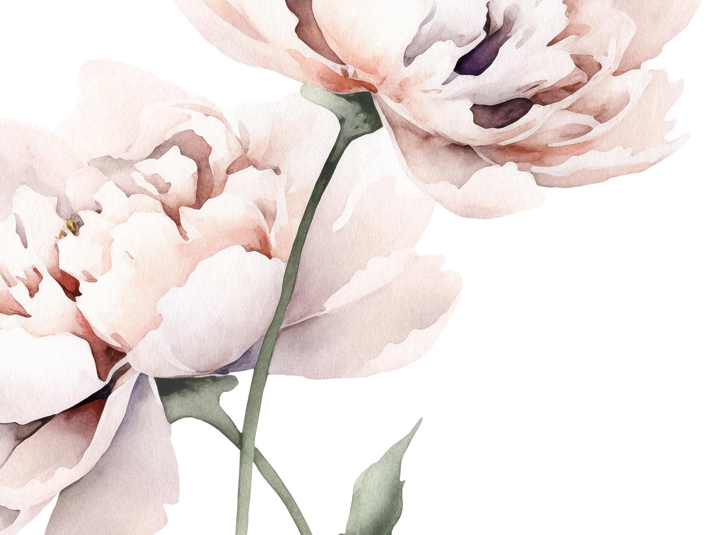 Watercolor Blush Pink Peonies Set of 3 Prints, Floral Poster Set Peach ...