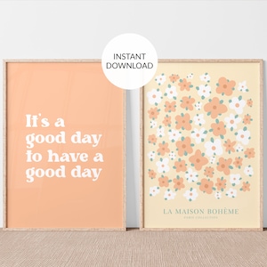 Set of 2, Room Decor Aesthetic y2k. It&#39;s a good day poster. Danish Pastel dorm room decor. Preppy wall decor. y2k print. Popular PRINTABLE