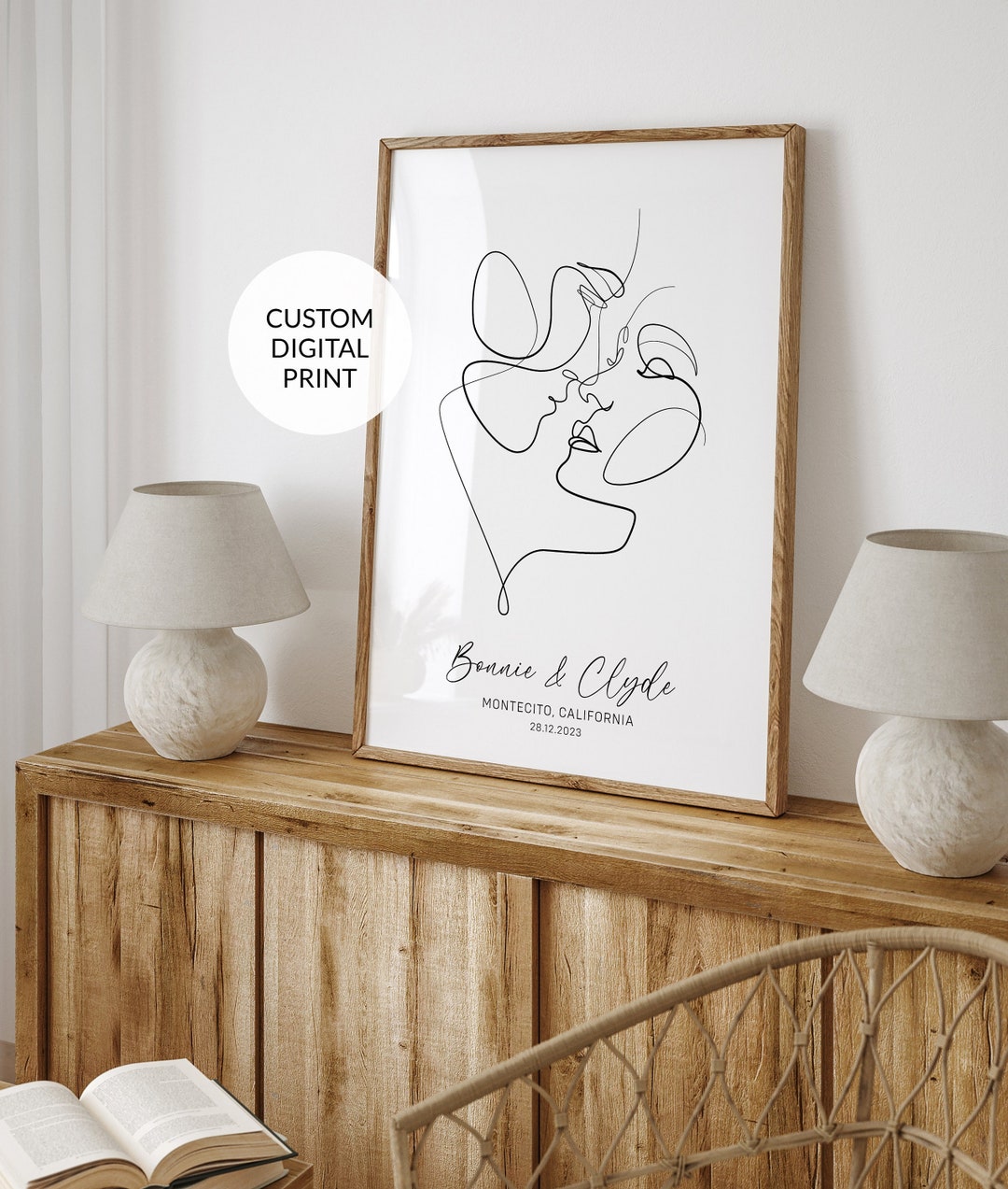 Personalized Couple Line Drawing. Face Line Art. PRINTABLE - Etsy