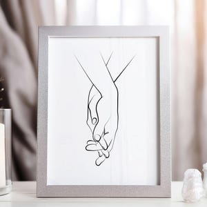 Händchenhalten Linie Kunstdruck. Linienskizze. Linienzeichnung Poster. Hände Linie Kunst. Minimalistische Wandkunst. Wohndekor. Paar Hände Printable