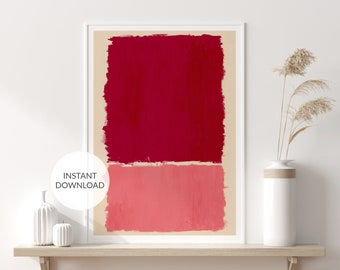 Modern red abstract print, Home wall art, abstract painting, bedroom wall art, pink and beige poster, printable