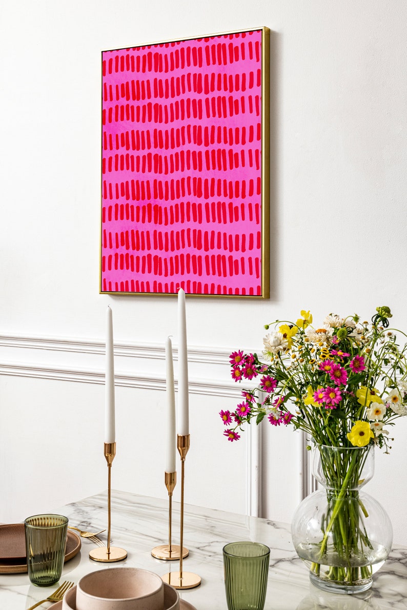 Pink and Red Wall Art. Bright Pink Abstract Art. Vivid Colors. Etsy