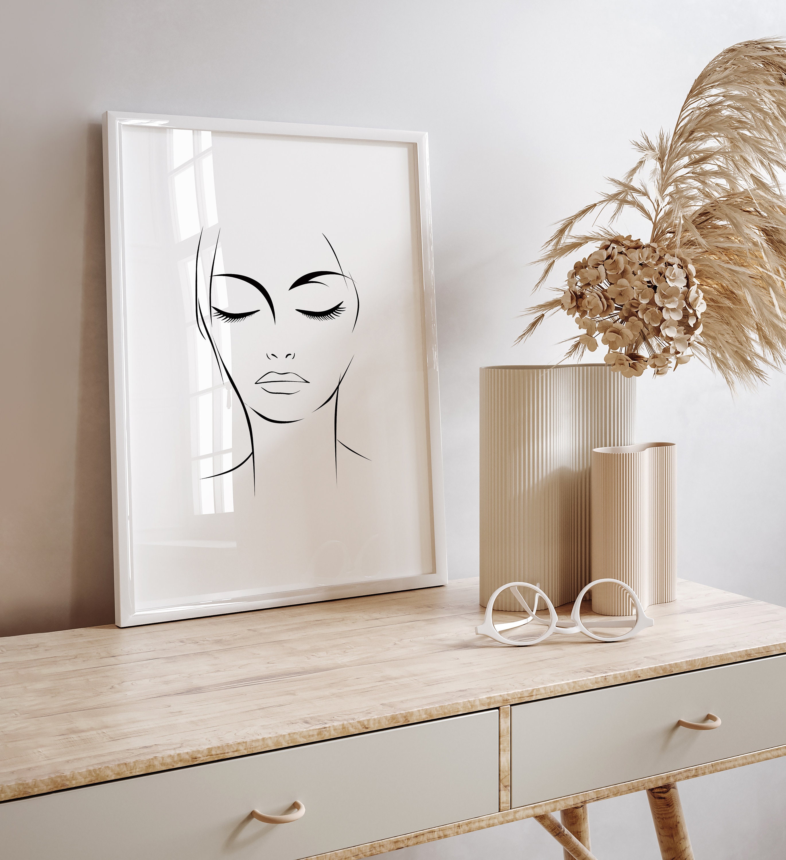 Minimalist Woman Face Line Art Print (digital Download) - Etsy