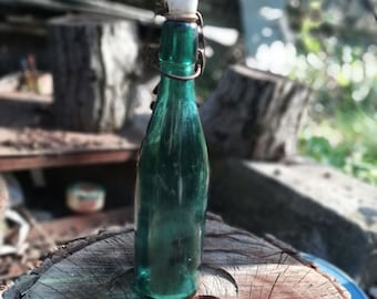 Vintage Green Glass Bottle, Old Bottle, Beer Bottle, Lemonade Bottle, Wine Bottle, Bottle Porcelain cap, Collectable bottle, Bar decor