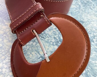 Cinturón de cuero marrón vintage, cinturón de mujer marrón vintage, cinturón de cuero de piel real, cinturón marrón oscuro y claro
