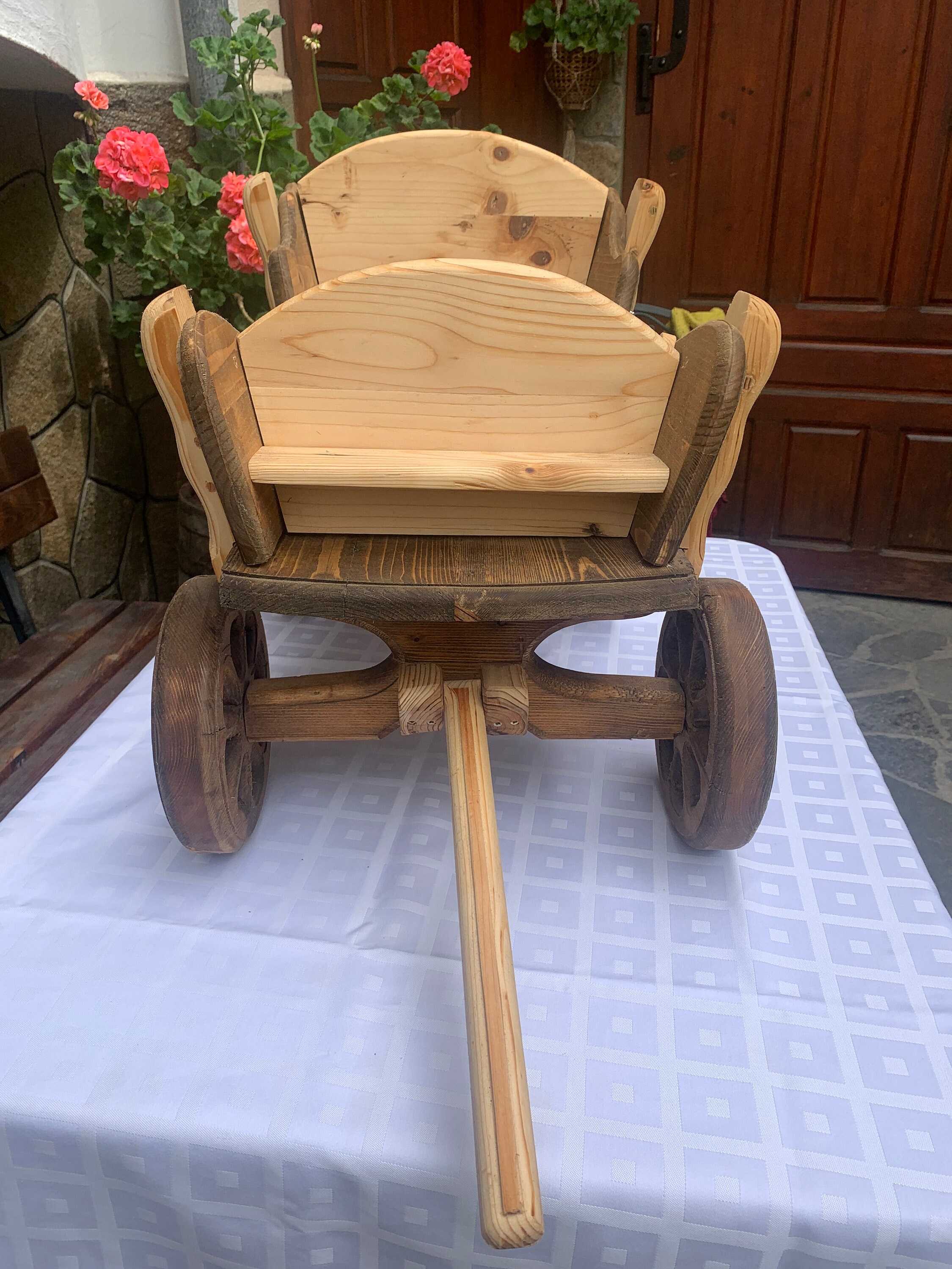 Handmade Wooden Pull Along Cart, Wooden Wagon, Handcrafted Wood ...