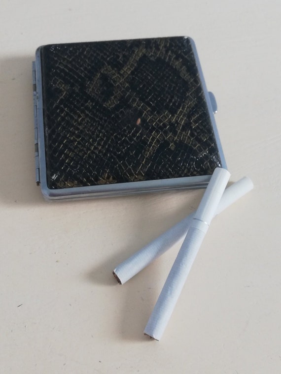 Vintage Metal Cigarette Case, Tobacco Box, Snake L