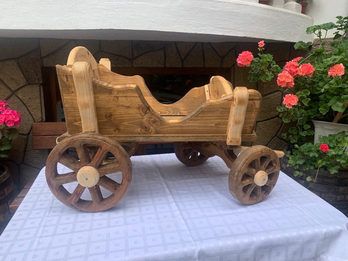 Handmade Wooden Pull Along Cart, Wooden Wagon, Handcrafted Wood ...