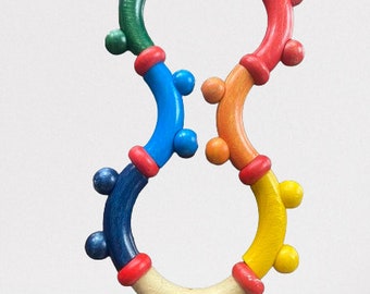 Educational Toy, Motor Skills Toy, Baby Toy,  Wooden toy , Rattle Eight, Baby Rattle in Rainbow