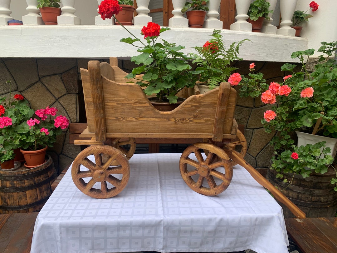 Handmade Wooden Pull Along Cart, Wooden Wagon, Handcrafted Wood