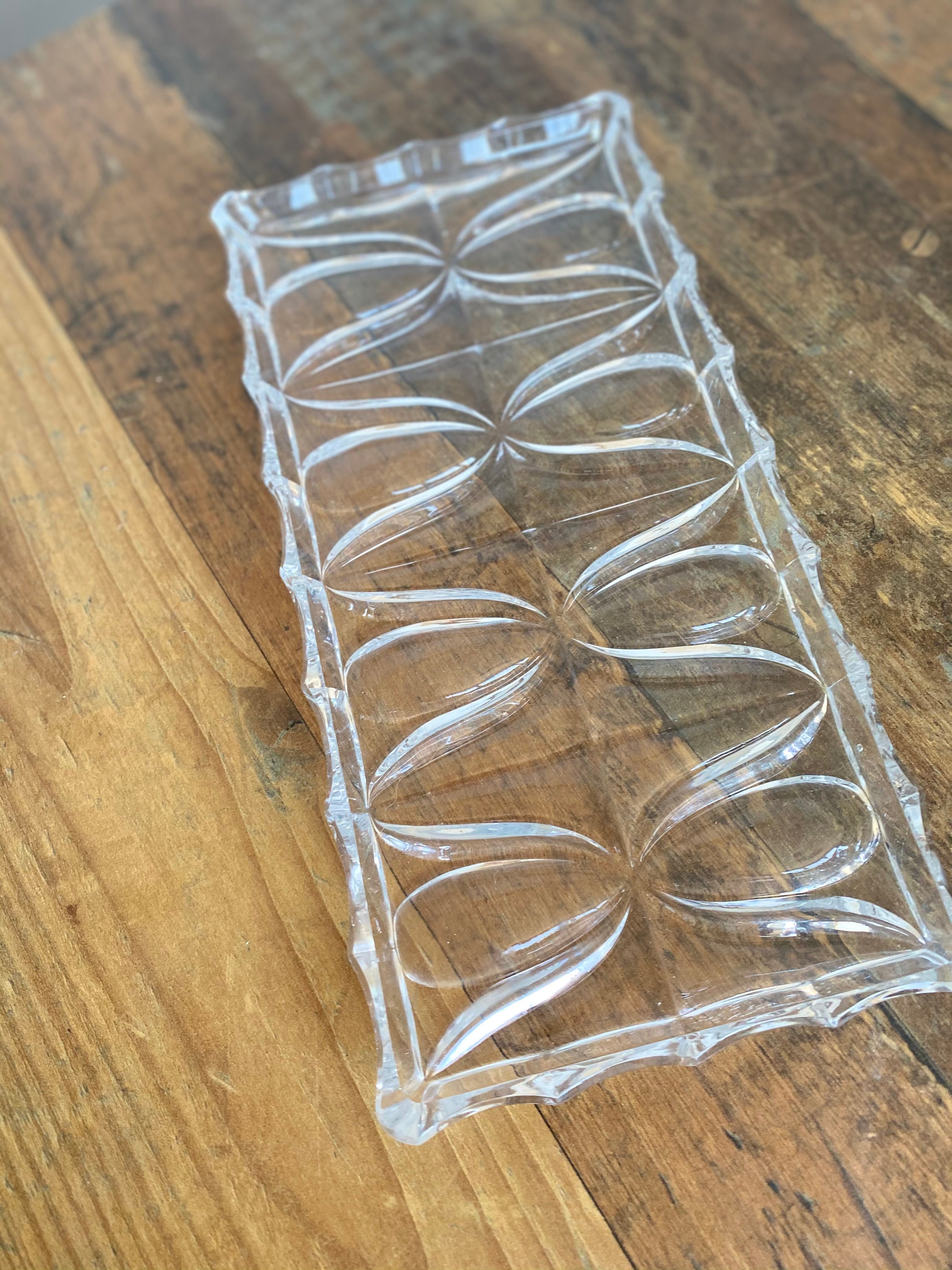 Vintage Pressed Glass Tray, Glass Vanity Tray, Art Deco, Dressing Table