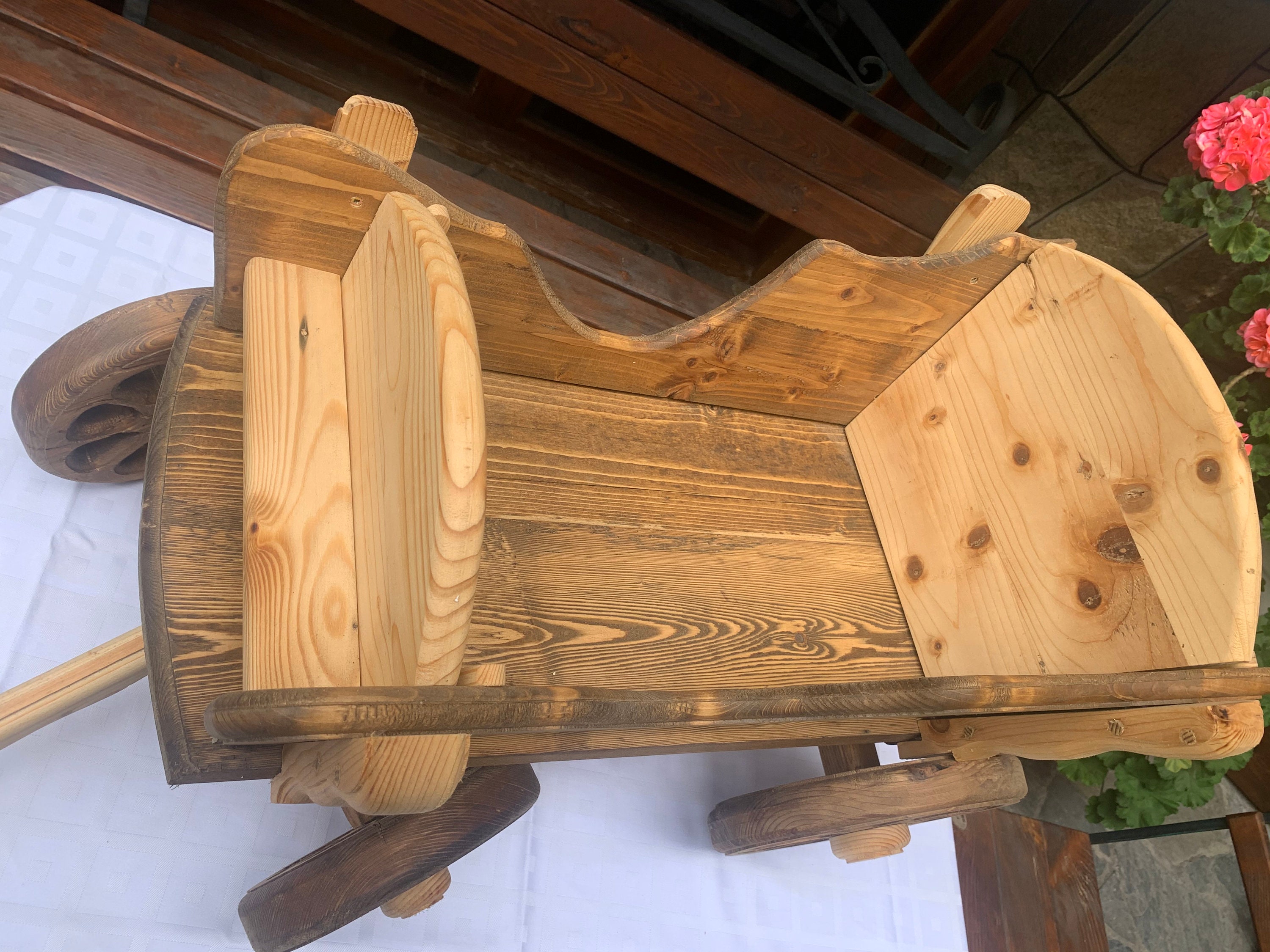 Handmade Wooden Pull Along Cart, Wooden Wagon, Handcrafted Wood ...
