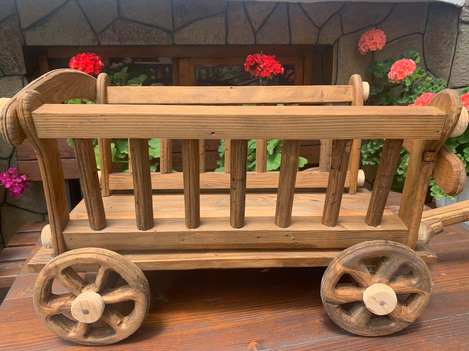 Handmade Wooden Pull Along Cart Wooden Wagon Handcrafted Etsy