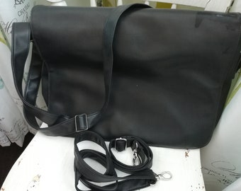Sac noir, sac en cuir, sac messager, sac vintage, sac pour homme, sac unisexe, sac à bandoulière pour ordinateur portable