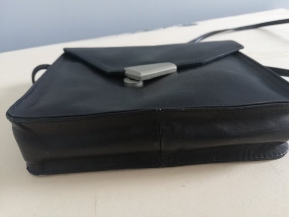 Black Leather Shoulder Bag, Mini Crossbody Bag, V… - image 4