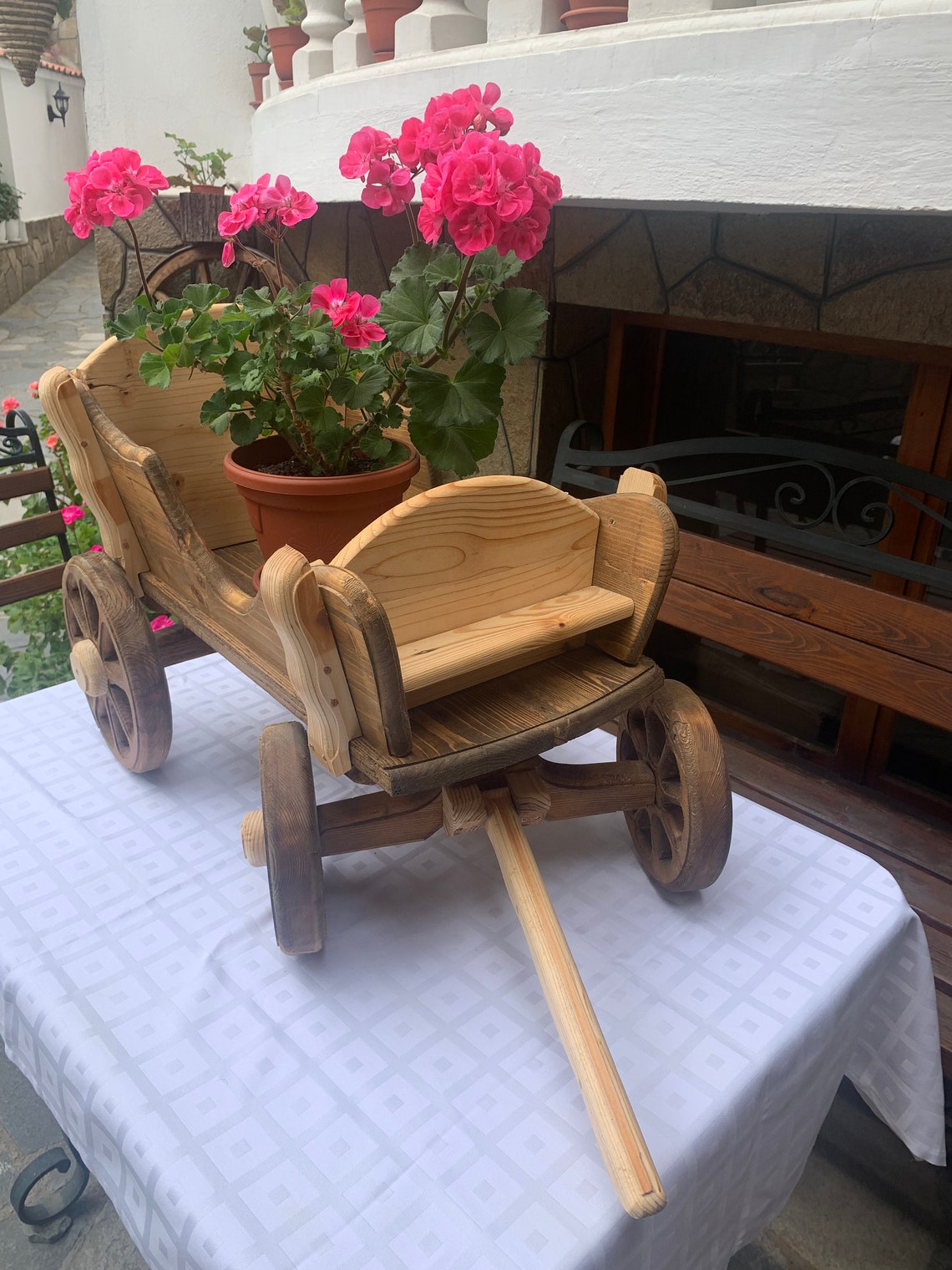 Handmade Wooden Pull Along Cart, Wooden Wagon, Handcrafted Wood ...