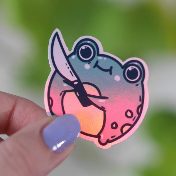 Messerfrosch - holographische Sticker - 3er-Set