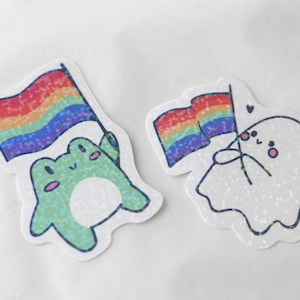 Pride Sticker-Set, Frosch + Geist, glitzer