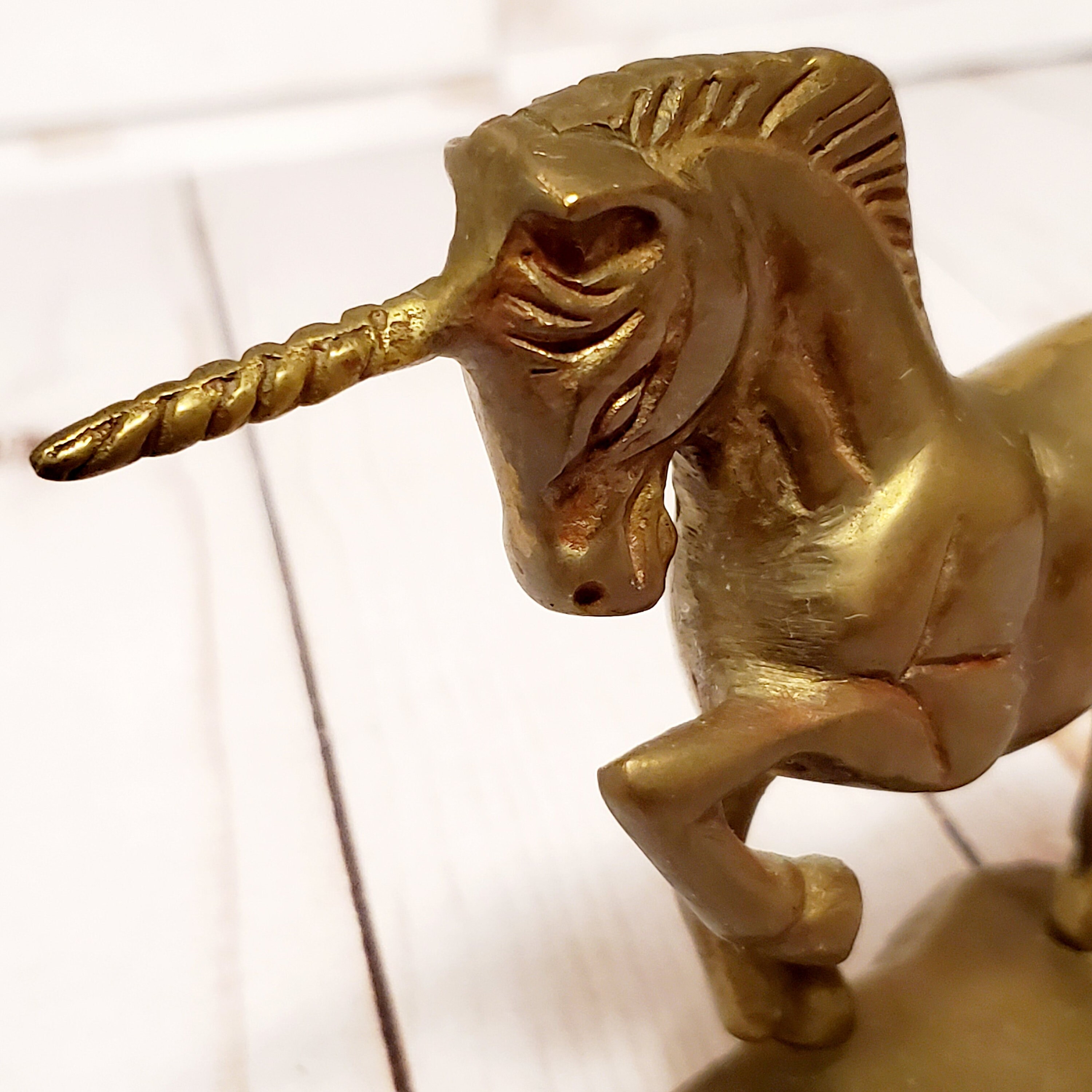 Vintage Brass Unicorn Statue Figurine Collectable Free Etsy