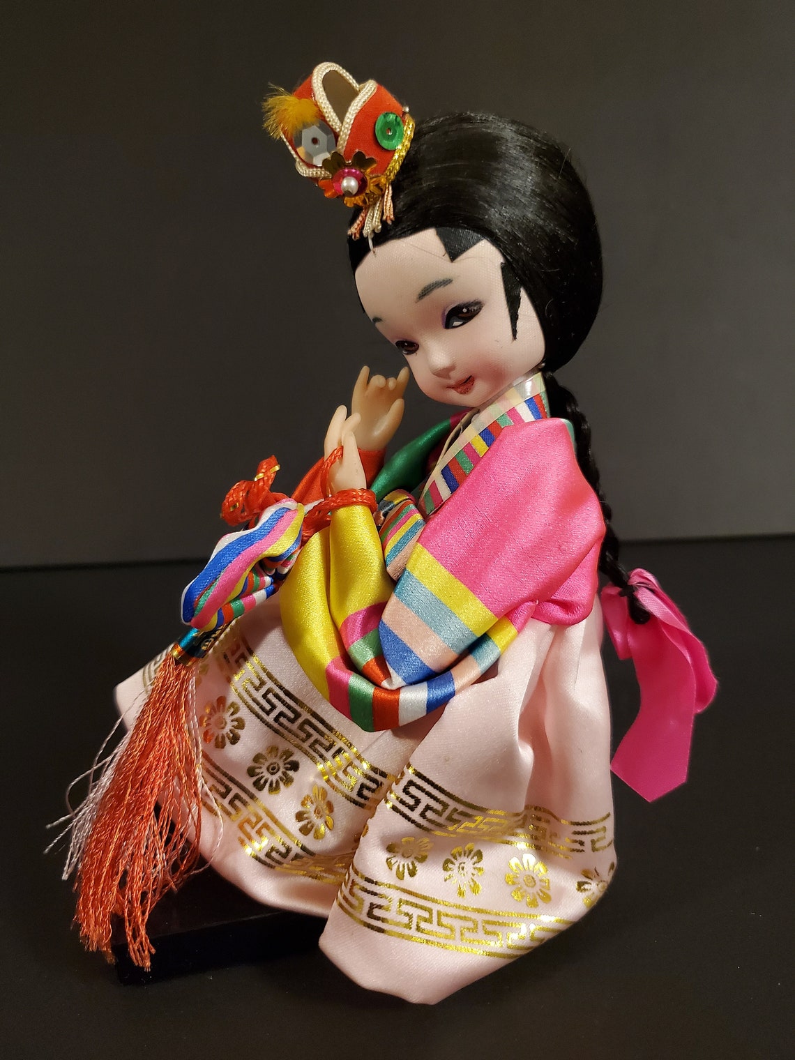 Vintage Korean Asian Doll Sitting Wearing Traditional Hanbok Etsy