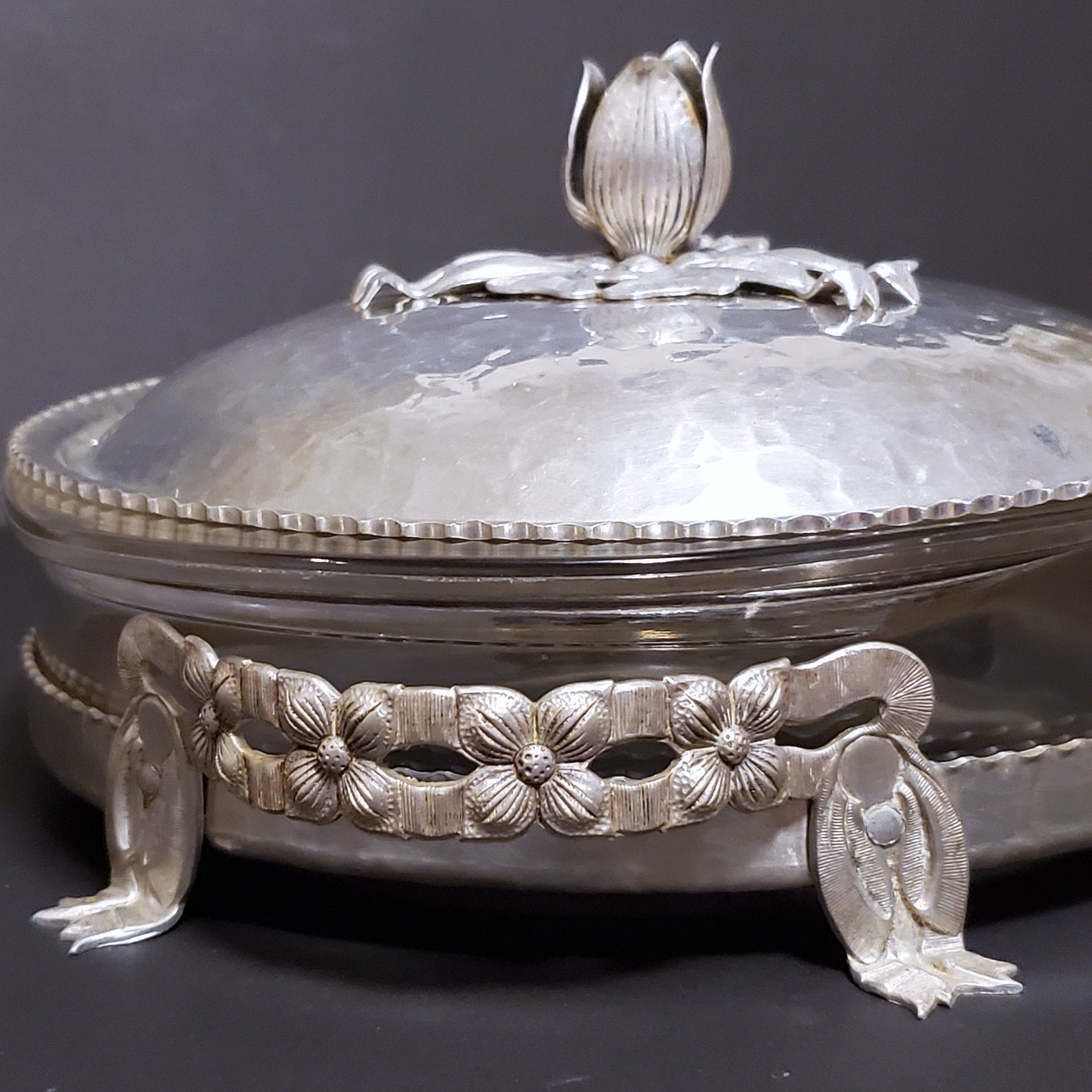 Vintage 1950s Rodney Kent Hammered Aluminum Serving Dish Pyrex Etsy