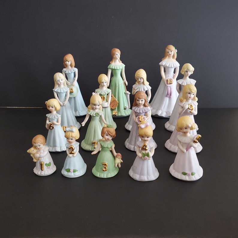 Enesco Growing Up Birthday Girls Ceramic Figurines Lot of 16 Etsy