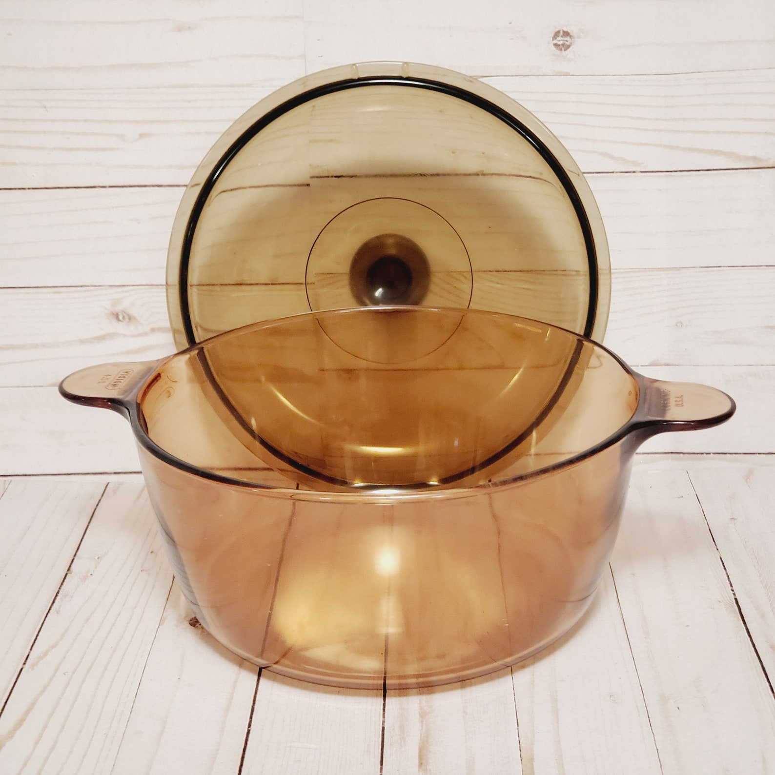Vintage Pyrex Vision Corning Amber Glass Cookware 4.5L Dutch Etsy