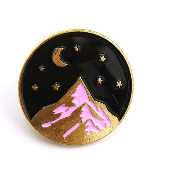 Mountain Moon and Stars Enamel Pins/Starry Moon/ Mountain Pins/ Enamel Pins/ Mountain/ Forest/Nature Pins/Camping Pins/cute/whimsical pin