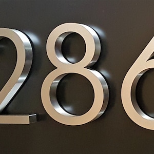 Large 3D Brushed Stainless Steel Floating House Numbers (10 or 12 inch)