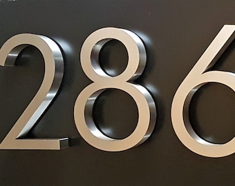 NEW large 3D house numbers 10"/25 cm 30mm depth or 12"/30cm 40mm depth brushed stainless steel