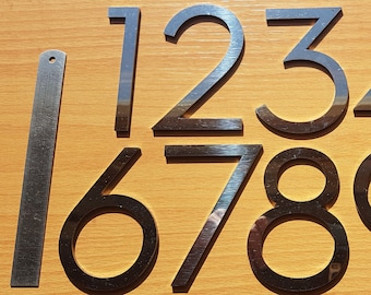 Mirror Finish Stainless Steel House Numbers - 4" Neutra Font