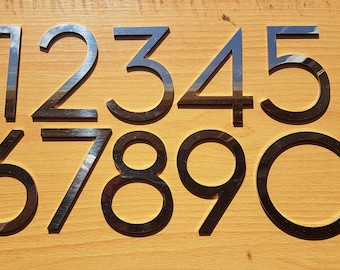 Neutra Font Floating House Numbers: 6" Mirror Stainless Steel