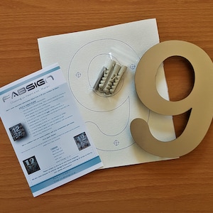 Brushed Stainless Steel Floating House Number: Modern Arial Rounded (6&quot;/15cm)