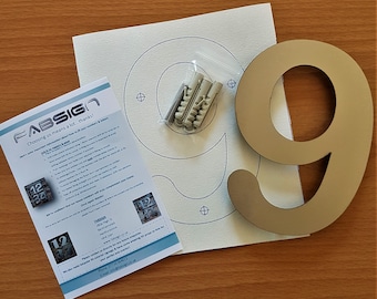 Brushed Stainless Steel Floating House Number: Modern Arial Rounded (6"/15cm)