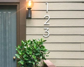 Número de casa/número de puerta de acero inoxidable macizo con acabado cepillado flotante grande de estilo contemporáneo de 4", 6" u 8"