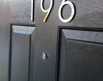 Mirror Stainless Steel House Number: 6" Neutra Font, Self Adhesive