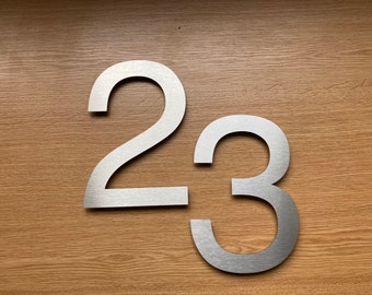 8" (20cm) Large timeless style floating house number / door numbers - made from brush finish solid stainless steel