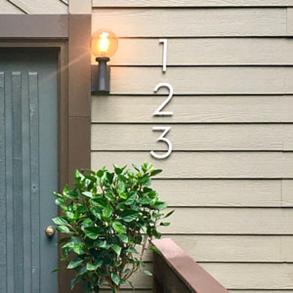 Large contemporary floating brush finish stainless steel house/door numbers 4", 6", or 8" (10, 15 or 20cm) Ideal gift for the perfect home