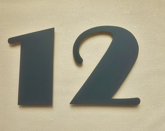Large solid stainless steel floating house/door numbers in Art Deco font in anthracite grey 6" 150mm high