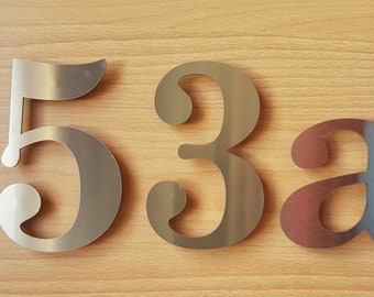 6” Brushed Stainless Steel Classic Style Stick-on House Numbers & Letters