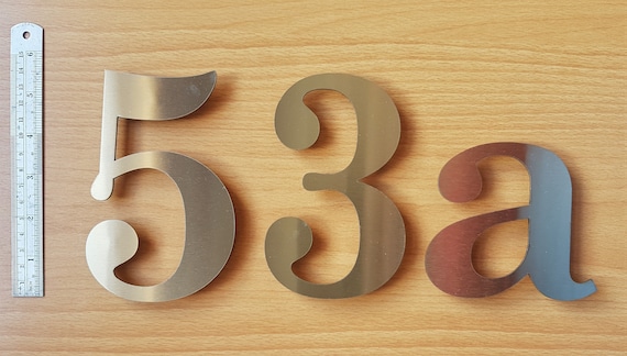 Large stick-on house number brushed stainless steel 6/"//150mm Art Deco