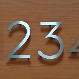 Large contemporary floating brush finish stainless steel house/door numbers 4, 6, or 8 10, 15 or 20cm Ideal gift for the perfect home image 3