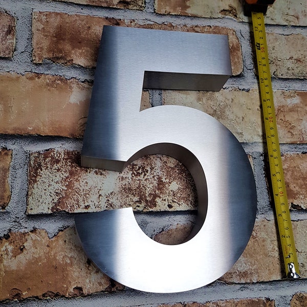 New large 3D floating house numbers brushed stainless steel 12"/300mm x 40mm depth