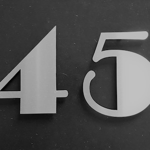 Art Deco House Numbers: Brushed Stainless Steel, 5.5&quot; Floating Number