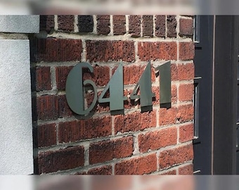 Art Deco House Numbers: 6" Brushed Stainless Steel, Self Adhesive